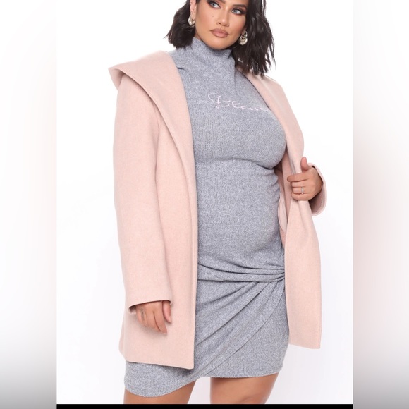 Fashion Nova Mauve Hooded Coat Size Small - Picture 4 of 9